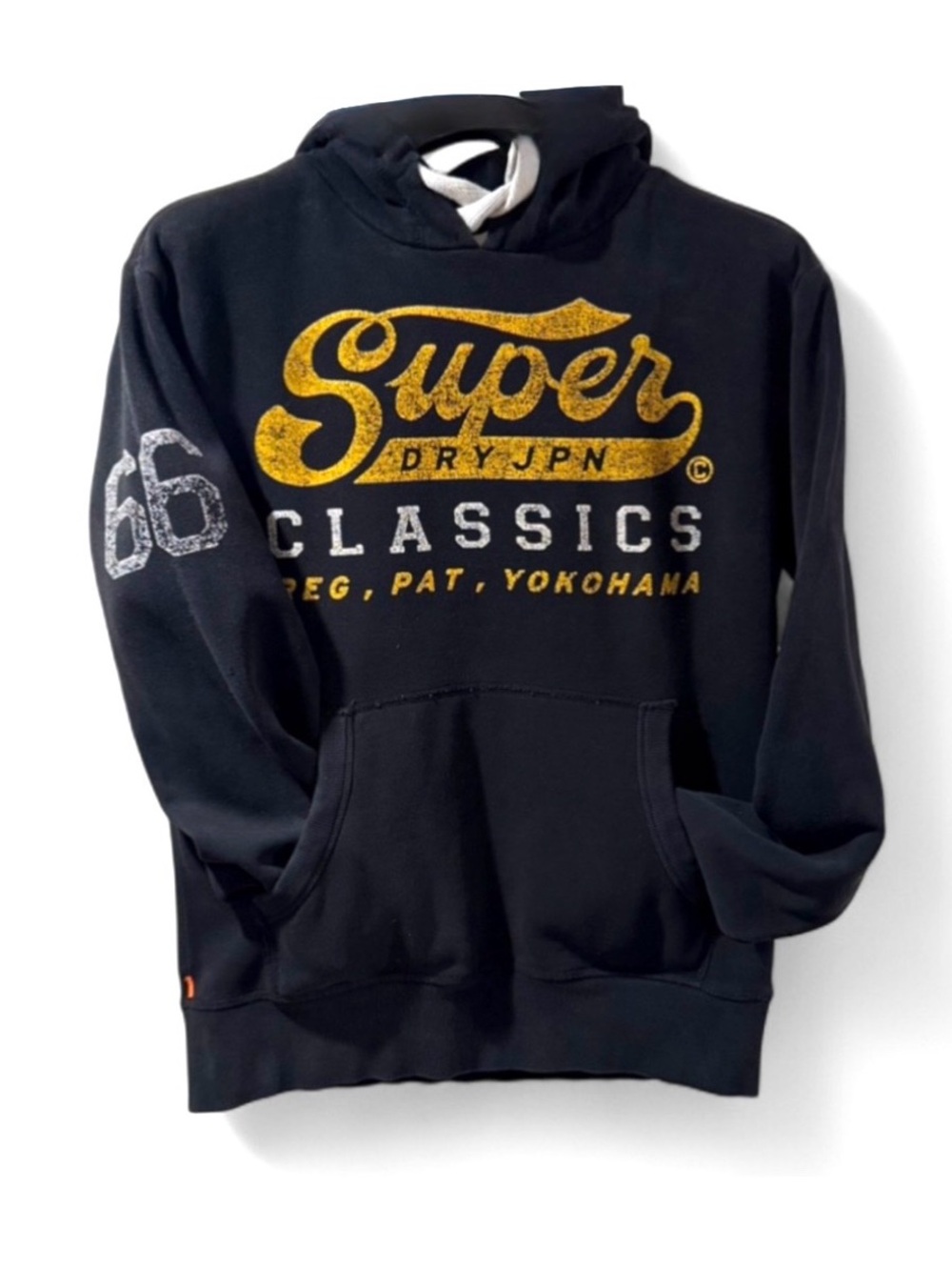 Men’s Superdry Black Graphic Hoodie Sweatshirt Size Medium